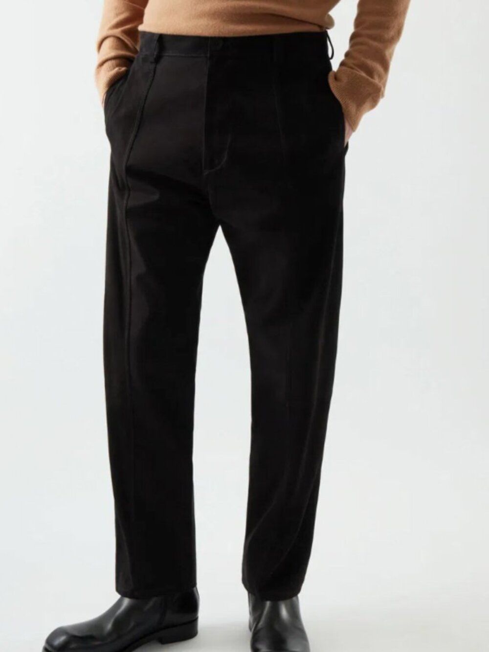 COS Suede Panel Trousers Black Size Men's 30R Quiet Luxury MSRP $300